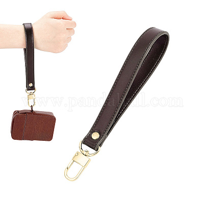 Mens Leather Clutch Bag with Wrist Strap, Brown