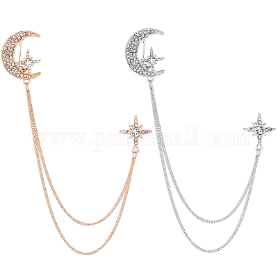 Wholesale Alloy Star & Chain Tassel Charms Safety Pin Brooch 