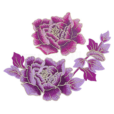 Nbeads 刺繍牡丹の花パッチ 2 個 2 スタイル牡丹花パッチ diy 刺繍