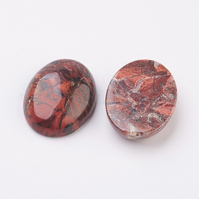 Cabochons à dos plat jaspe naturel bréchique&nbsp;G-G741-18x25mm-02-1