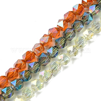 Chapelets de perles en verre électroplaqué&nbsp;EGLA-K061-07A-FP01-1