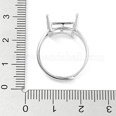 925 anello solitario in argento sterling regolabile rettangolare&nbsp;STER-G042-11P-1
