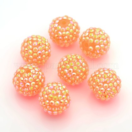 Chunky Resin Rhinestone Bubblegum Ball Beads RESI-S253-20mm-GAB5-1