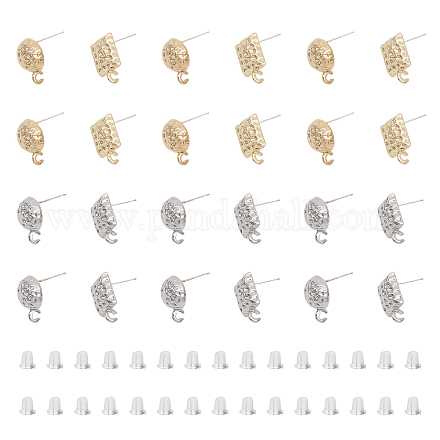 Chgcraft 24 pz 4 stili martellato orecchini a perno in lega placcatura con 925 perni in argento sterling e anelli verticali con 30 dadi in plastica FIND-CA0007-25-1