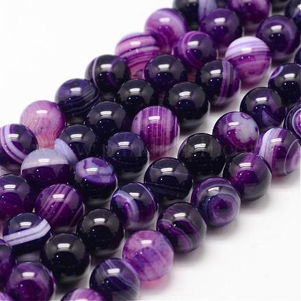 Chapelets de perles en agate rayée naturelle/agate à bandes G-K155-A-10mm-11-1