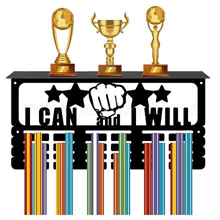 CREATCABIN Medal Holder Trophy Shelf Medal Hangers Display with Shelf Stand Sports 4 Rows Wall Mount Hold 70+ Medals for Gymnastics Soccer Running Swimming Awards Rack 15.7 x 7.9 Inch-I Can And I Will ODIS-WH0052-016-1