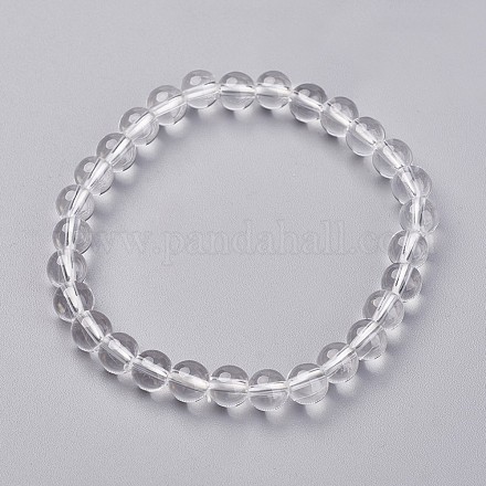 Bracelets extensibles à cristal de quartz naturel G-N0268-01-1