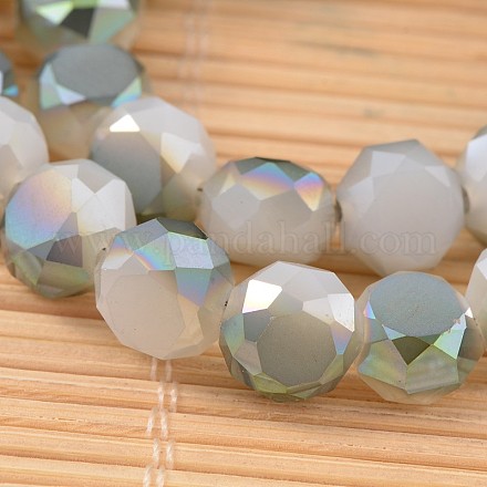 Faceted Drum Electroplate Half Plated Glass Beads Strands EGLA-M015-B02-1