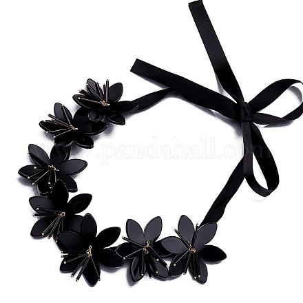 Fashion Women Jewelry Resin Beautiful Flower Statement Necklaces NJEW-BB15952-C-1