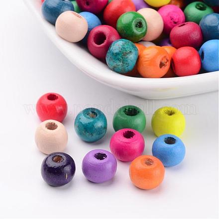 Dyed Lead Free Round Natural Wood Beads X-TB102Y-1