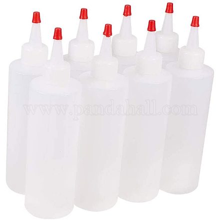 Pandahall 1 set bottiglie di colla di plastica bottiglie vuote bianche tappi di bottiglia rossi foro passante per prodotti liquidi fai da te bottiglie multiuso 5x19.5 cm DIY-PH0019-97-250ml-1