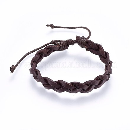 Braided Leather Cord Bracelets BJEW-F347-07C-1