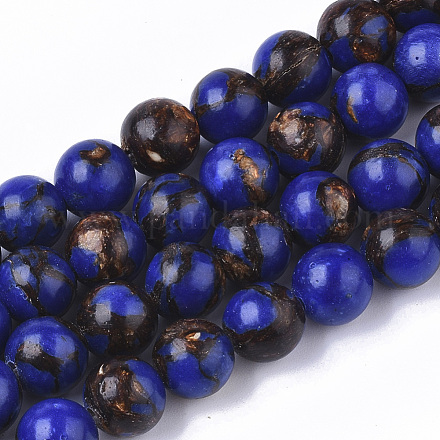 Assembled Bronzite and Natural Lapis Lazuli Beads Strands G-S366-026A-1