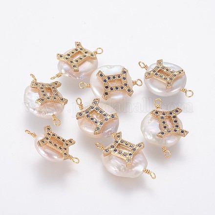 Conectores de eslabones de perlas naturales PEAR-F012-01G-B-1