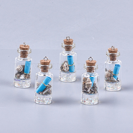 Decoraciones pendientes de cristal de la botella que desea GLAA-S181-02G-1