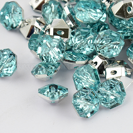 2-Hoyo botones de octágono de acrílico Diamante de imitación de Taiwán BUTT-F016-25mm-23-1