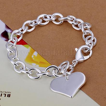 Brass Heart Charm Bracelets For Women BJEW-BB12640-1