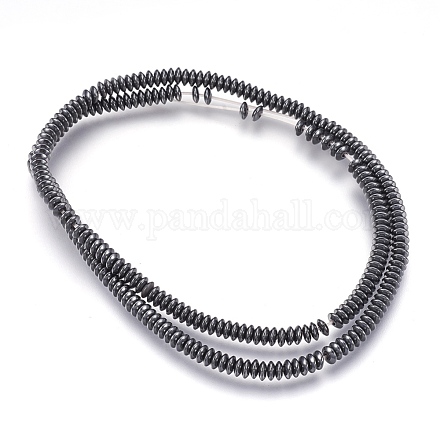 Chapelets de perles en hématite synthétique sans magnétiques X-G-I208-03-A-4x1mm-1