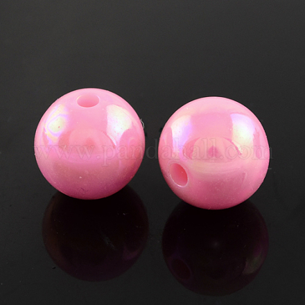 AB Color Plated Acrylic Gumball Beads for Bubblegum Necklace PACR-R204-18mm-15-1