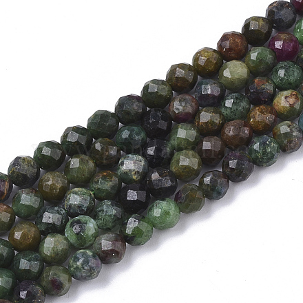 Rubis naturel perles zoisite brins G-S361-4mm-003-1