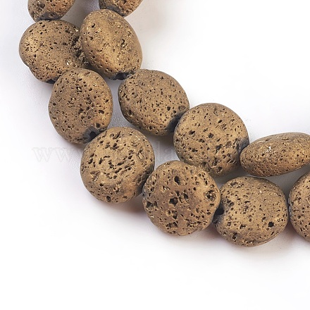 (vente de stock de vacances) brins de perles de pierre de lave naturelle galvanisées G-E497-B-06-1
