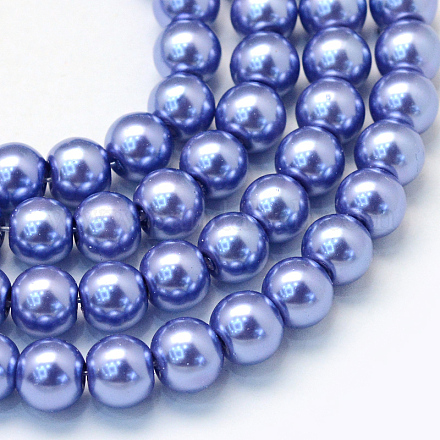 Cottura dipinto di perle di vetro perlato fili di perline rotondo X-HY-Q330-8mm-09-1