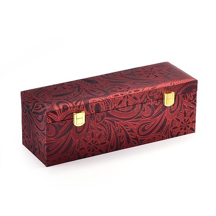 Rectángulo chinoiserie bordado cajas de pulsera de seda SBOX-N003-10-1