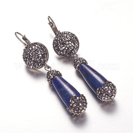 Naturales lapis lazuli de palancas traseras pendientes EJEW-G159-01-1
