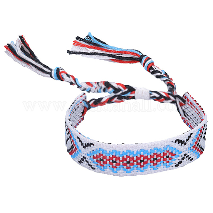 Bracelet cordon polyester-coton motif losange tressé FIND-PW0013-001A-32-1