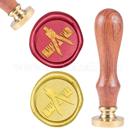Brass Wax Seal Stamp AJEW-CP0002-25-53-1