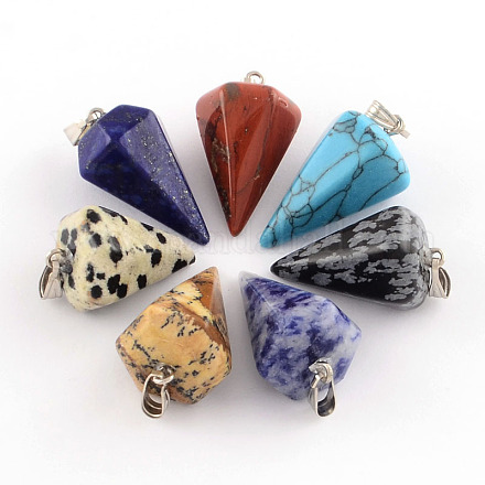 Cone/Spike/Pendulum Natural & Synthetic Mixed Stone Pendants G-R278-86-1