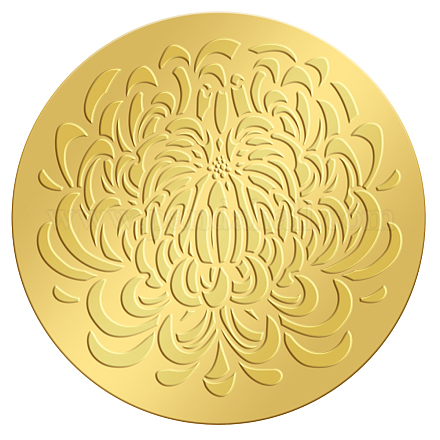 自己接着金箔エンボスステッカー  メダル装飾ステッカー  キクの柄  5x5cm DIY-WH0211-230-1