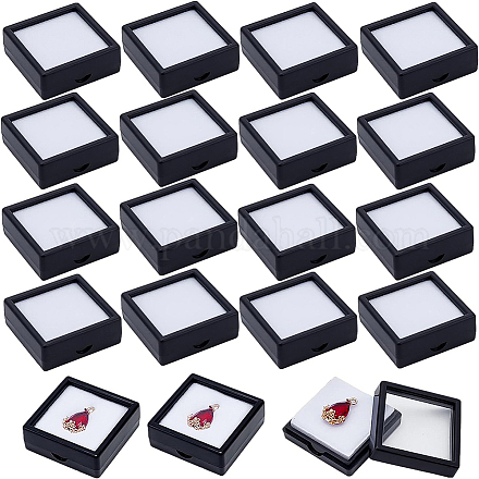 BENECREAT 24PCS Black Gemstone Display Box Jewelry Box Container with Clear Top Lids for Gems OBOX-WH0004-05C-1