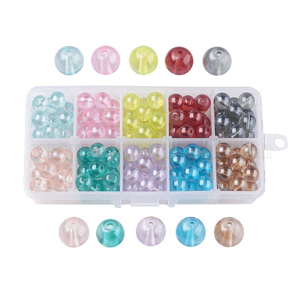 10 colores perlas de vidrio pintado en aerosol transparente DGLA-JP0001-11-10mm-1