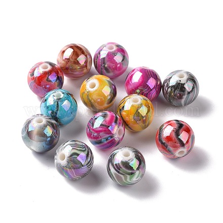 UV Plating Rainbow Iridescent ABS Plastic Beads KY-G025-03-1