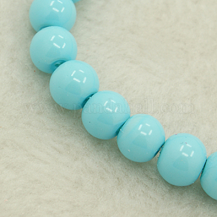 Pearlized Glass Pearl Round Beads Strand X-HY-8D-B60-1