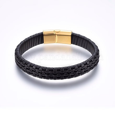 Leather Braided Cord Bracelets BJEW-E345-12A-1