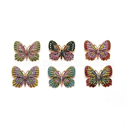 6Pcs 6 Color Exquisite Butterfly Alloy Rhinestone Brooches Set for Backpack Clothes JEWB-SZ0001-46-1