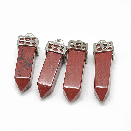 Colgantes de jaspe rojo natural en punta G-S334-069A-1