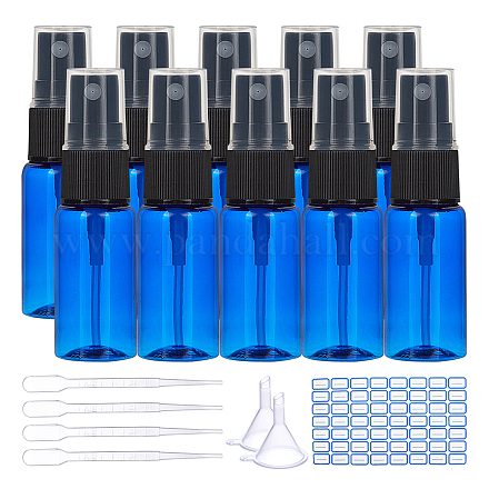 DIYプラスチックスプレーボトル  ミニ透明プラスチックファネルホッパー  2ml使い捨てプラスチックスポイトとラベル貼り付け機  ブルー  8.4x2.4cm  容量：15ミリリットル DIY-BC0010-72-1