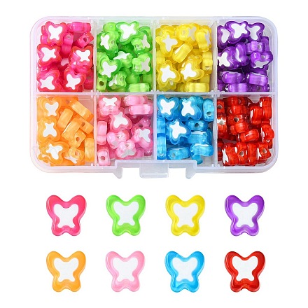 200Pcs 8 Colors Transparent Butterfly Acrylic Beads TACR-YW0001-90-1