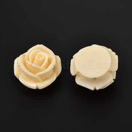 樹脂ビーズ  花  フローラルホワイト  23x23x12mm  穴：2mm RESI-Q154-1-1