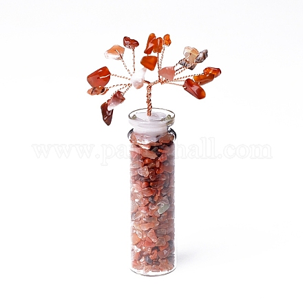 Natural Carnelian Chips Tree of Life Decorations DJEW-PW0012-042D-1