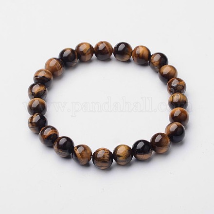 Bracelets extensibles avec perles en œil de tigre BJEW-F203-04-1