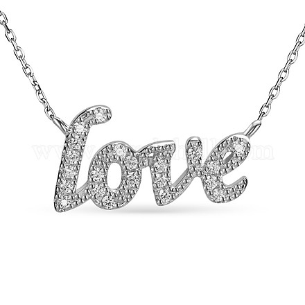 TINYSAND 925 Sterling Silver Cubic Zirconia Love Pendant Necklace TS-N376-S-1