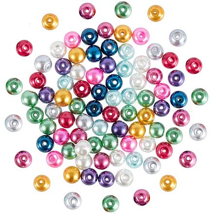 6мм многоцветные круглые стеклянные жемчужные бусины около 200шт для изготовления ювелирных изделий из ожерелья HY-PH0008-6mm-01M-1