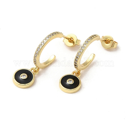 Anello e malocchio orecchini a bottone in vero ottone placcato oro 18k EJEW-L268-037G-01-1