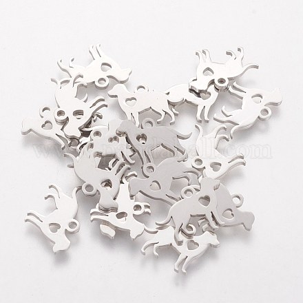 304 Stainless Steel Puppy Silhouette Charms STAS-Q201-T086-1