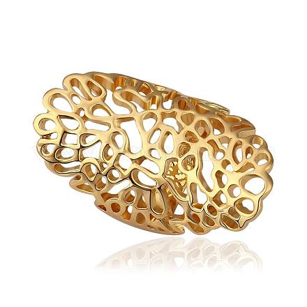 女性のための素晴らしいスズ合金中空楕円形の指輪  ゴールドカラー  usサイズ8（18.1mm） RJEW-BB14235-8G-1