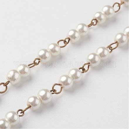 Handmade Glass Pearl Beaded Chains AJEW-JB00263-02-1